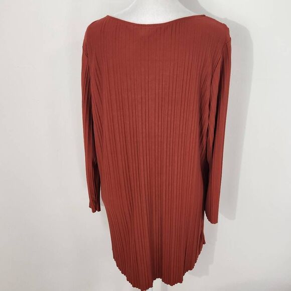 AGB Rust Pleated Blouse Size Large Rust Red Tunic Layered Look Tunic - Picture 5 of 9